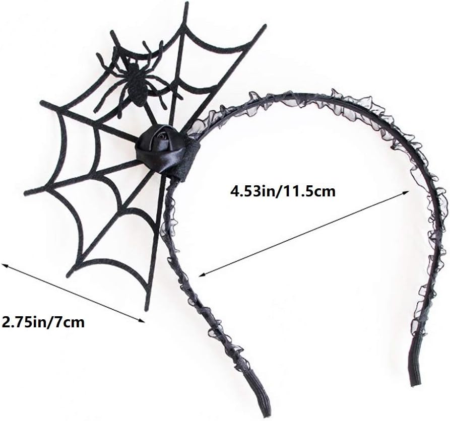 JIALWEN Halloween Spider Web Hair Hoop Cosplay Masquerade Spider Headband Costume Accessory (Black)