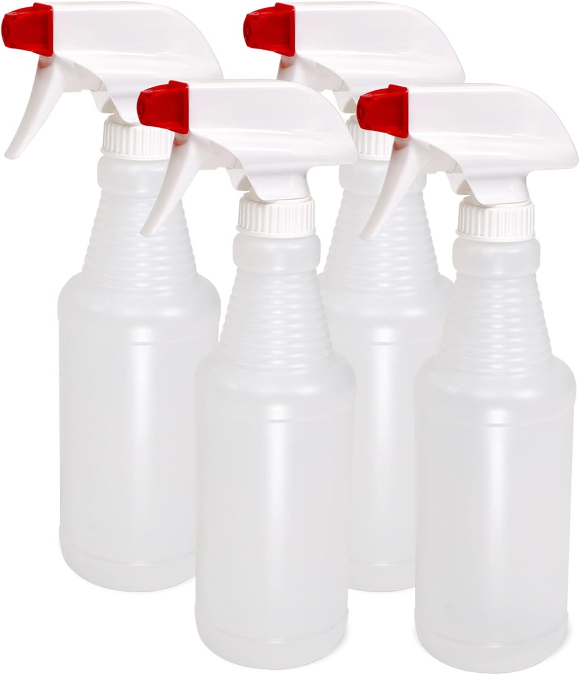 Pinnacle Mercantile Plastic Spray Bottles USA Made 4 Pack 16 oz Leak Proof Empty Refillable Mist/Stream for Cleaning Solutions, Plants, Hair, Bleach, Vinegar, Alcohol Safe