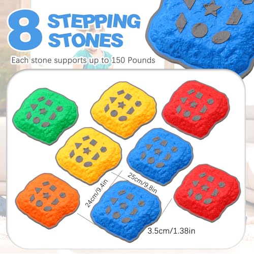 Balanciersteine für Kinder,8 Stück Rutschfeste Trittsteine ​​für Kleinkinder, Sensorische Trittsteine ​​zur Förderung des Gleichgewichts und der Koordinationsfähigkeit von 3+ Jahren