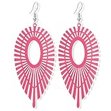 JIUIQL Minimalist Lightweight Creative Vintage Black and White Metal Leaf Geometry Dangle Drop Earrings for Women Statement Creative Jewelry Gifts (Rose Red)