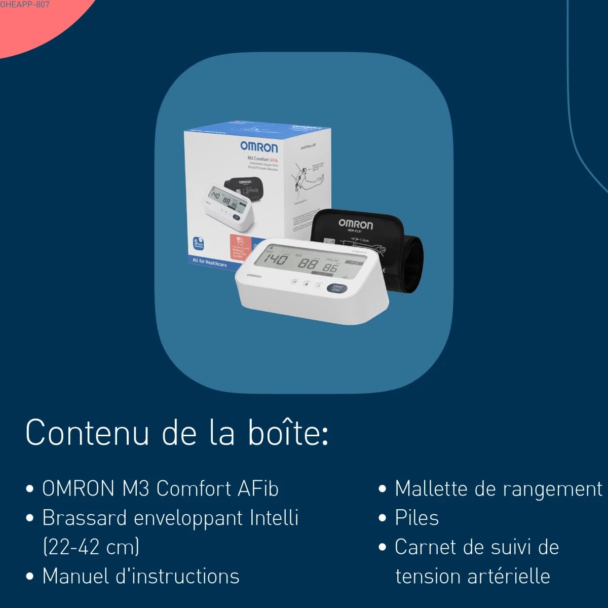 OMRON M3 Comfort AFib - Sfigmomanometro automatico della parte superiore del braccio, rilevamento della fibrillazione atriale + manicotto IntelliWrap, misurazione 3 volte