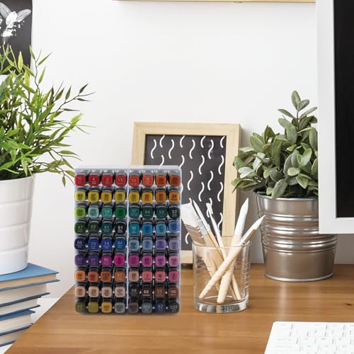 Image of Acrylic Marker Holder Organizer, 18 Slots, Holds 72 Markers, Marker Storage Rack for Desk