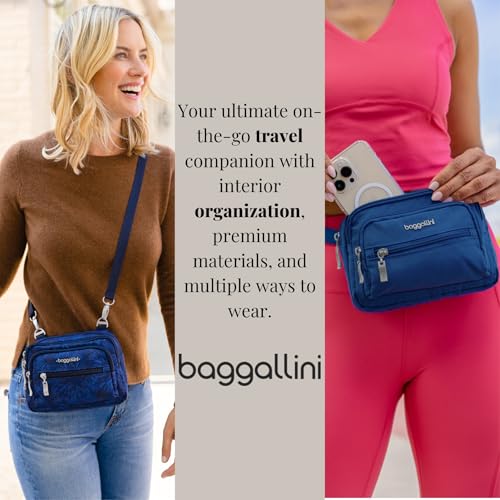Baggallini Triple Zip Small Crossbody Bag for Women - 8x6 Lightweight Convertible Fanny Pack Belt Bag2