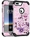 iPhone 8 Plus Case, iPhone 7 Plus Case, Hocase Heavy Duty Shockproof Protection Hard Plastic+Silicone Rubber Hybrid Protective Case for iPhone 8 Plus/iPhone 7 Plus - Light Pink/Purple Flowers