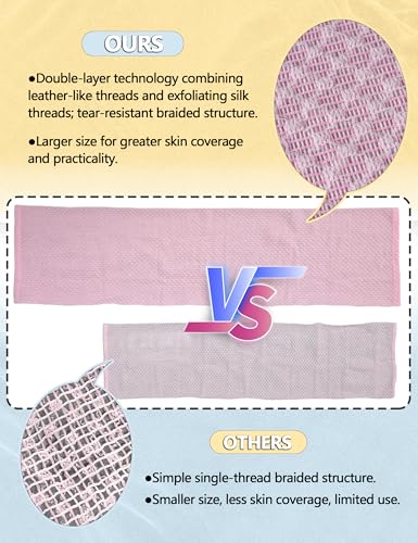 Image of Exfoliating Shower Towel 48 inch,Premium Scrub Wash Cloth for Body Face, Exfoliating Washcloth for Men and Woman(Pink)