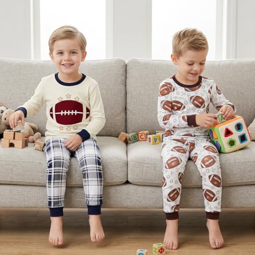 Image of DAUGHTER QUEEN Boys Pajamas 4 Pieces Long Set 100% Cotton Sleepwear Size 18 Months-12 Years