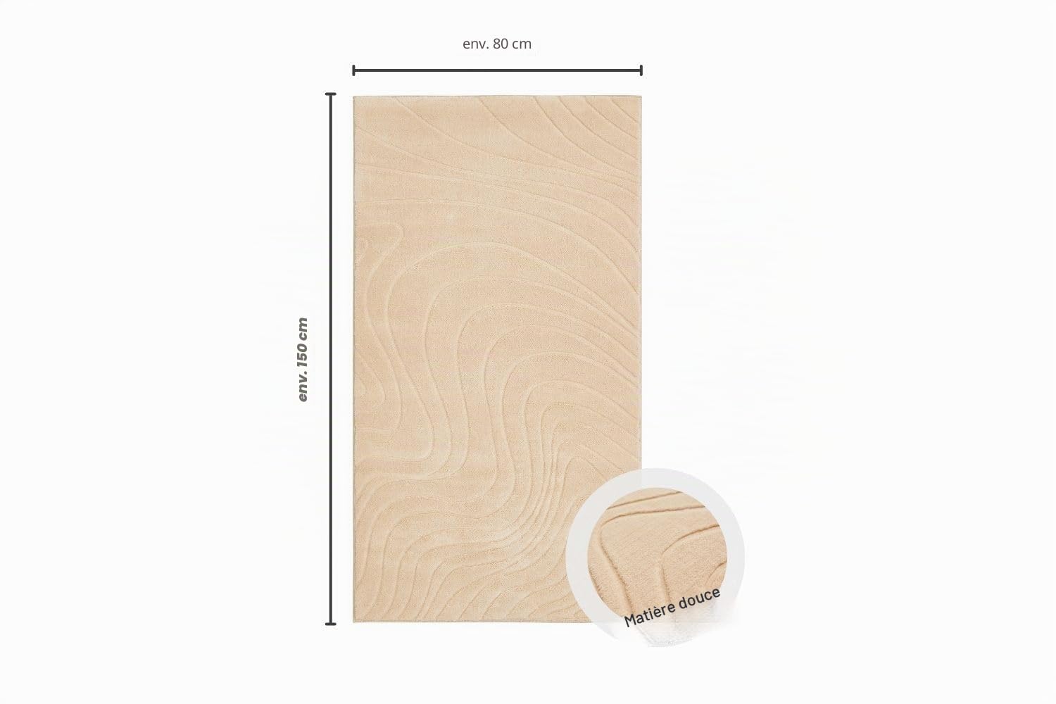 andiamo Tapis Dale - Tapis à poils courts avec effet profond pour le salon et la chambre à coucher - Tapis tissé à haute densité - Doux au toucher - 80 x 150 cm - Beige