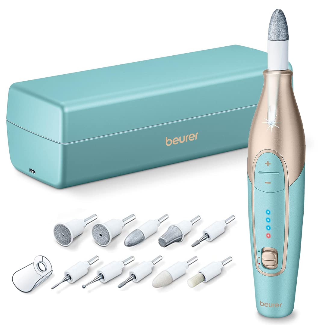Beurer MP84 Professional Manicure & Pedicure Nail Drill Kit, 14-Piece Cordless Electric Nail File with 10 Attachments, LED Light, Adjustable Speed, Charging Storage Case Beurer MP84 Professional Manicure & Pedicure Nail Drill Kit, 14-Piece Cordless Electric Nail File with 10 Attachments, LED Light, Adjustable Speed, Charging Storage Case