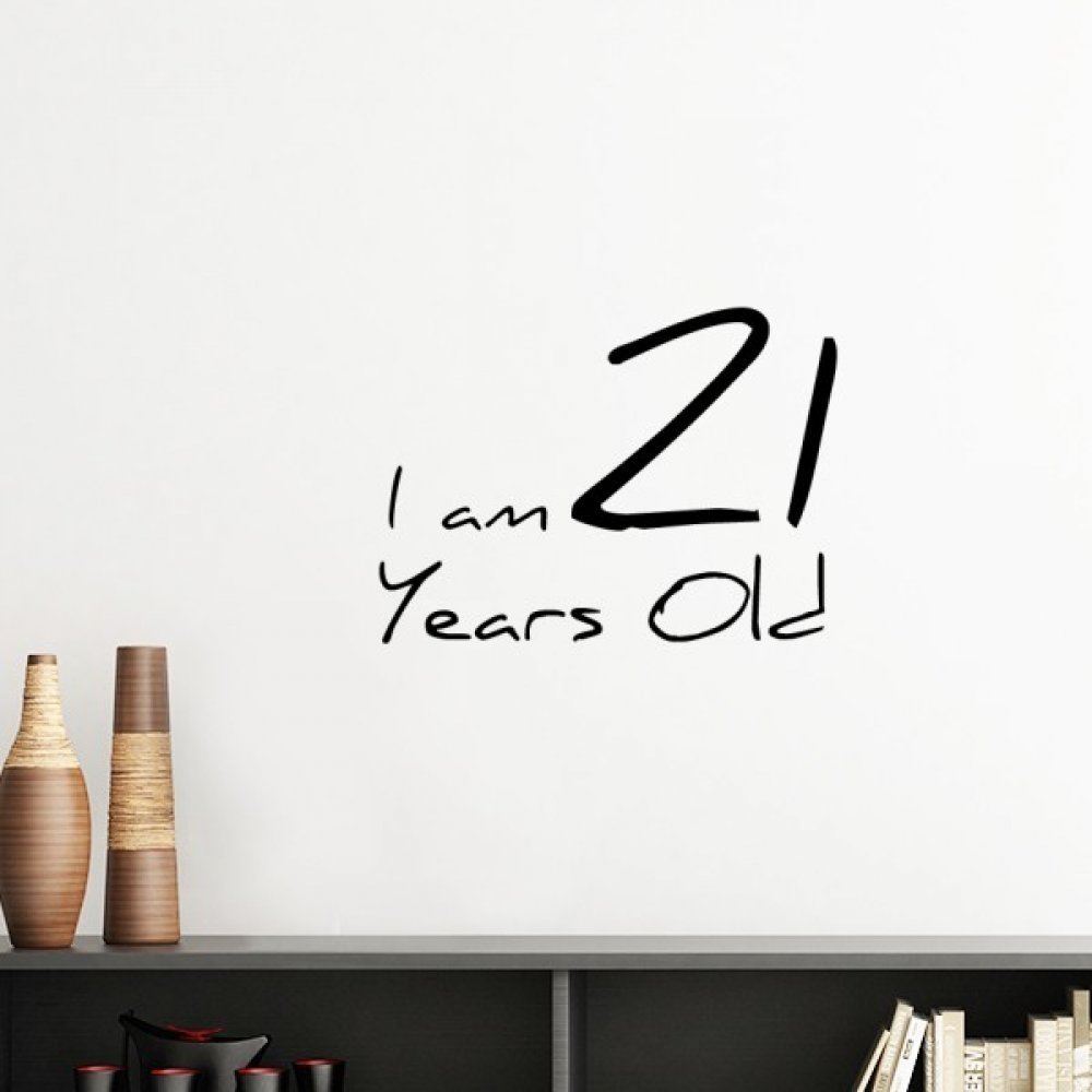 Sticker mural 21 ans amovible et repositionnable sans trace 60cm