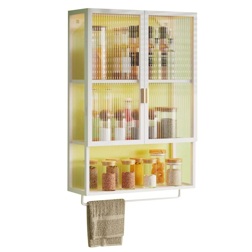 Armadietto da bagno a parete, salvaspazio sopra il WC, design senza trapano, elegante mensola per lavanderia e cucina con barra per asciugamani, 50 x 14,5 x 70 cm, colore: bianco