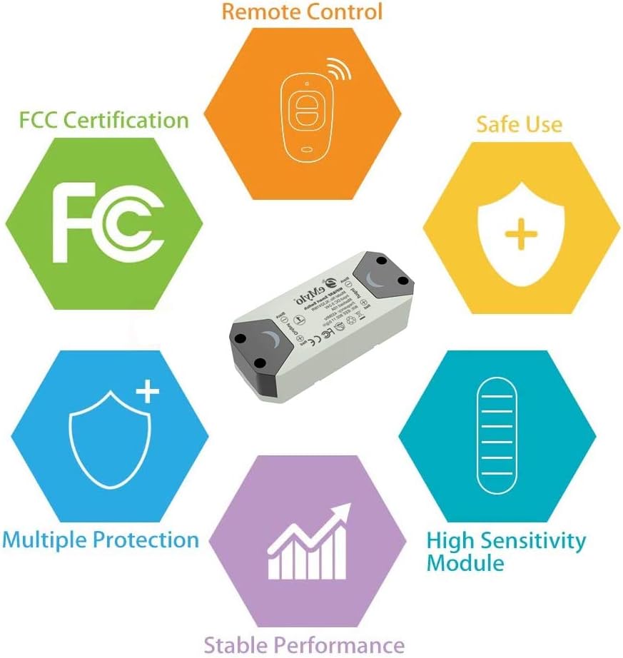 eMylo Smart Relay Switch Wireless RF DC 12V Two 2-Channel Remote Control Switch 5V-24V RF Relay Switch Home Automation 433Mhz with Two Transmitters 1 Pack - Image 3
