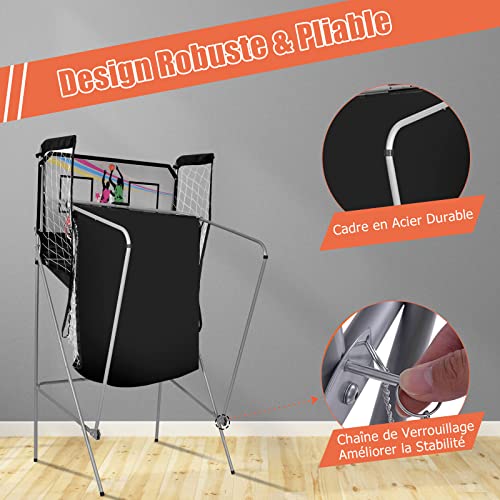DREAMADE-Jeu-de-Basketball-Arcade-Electrique-avec-2-Paniers-Jeu-Basket-Double-Interieur-et-Exterieur-Interactif-a-8-Options-des-Jeux-Table-Basket-Pliant-avec-LED-Score-en-Acier-Resistant DREAMADE Jeu de Basketball Arcade Électrique avec 2 Paniers, Jeu Basket Double Intérieur et Extérieur Interactif à 8 Options des Jeux, Table Basket Pliant avec LED Score, en Acier Résistant – Image 4