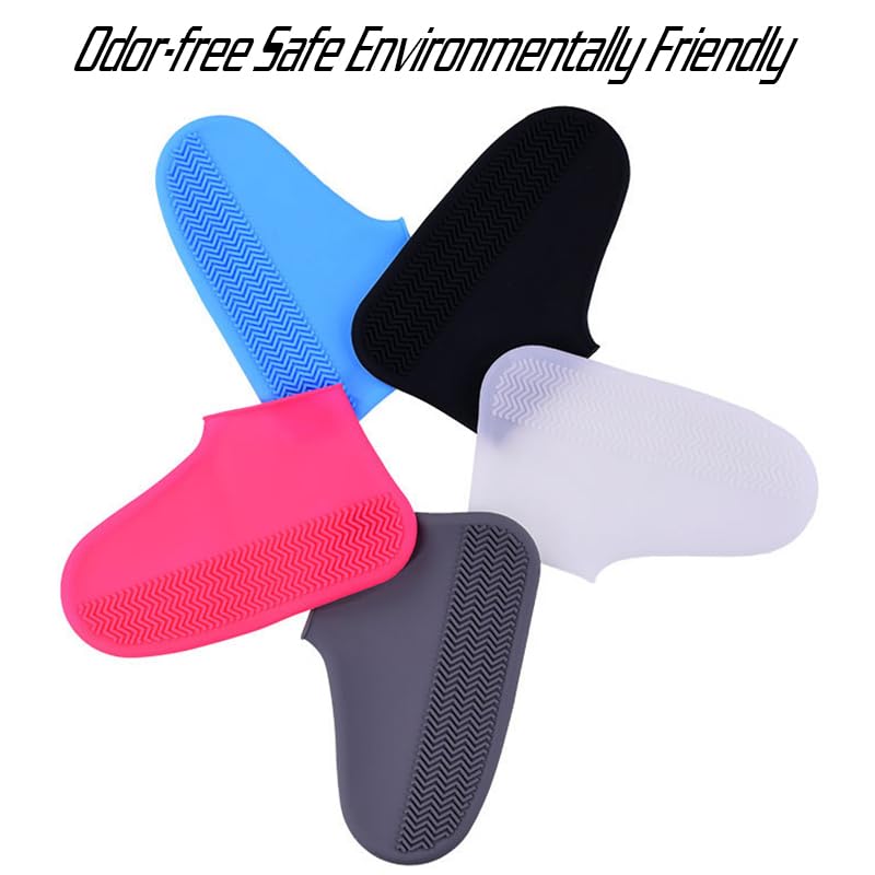 Cubiertas impermeables para zapatos de silicona, reutilizables y antideslizantes, para mujeres y hombres, color negro, talla M (US 5-8) miniatura 4