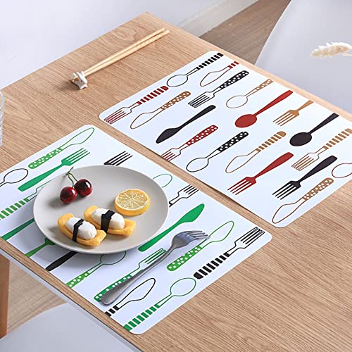 Image of 4 Pieces PVC Table Mats Set - Non-Slip, Heat Resistant and Washable Hot Insulation Pad - Modern Waterproof Placemats for Dining Table, Kitchen, Restaurant, Hotel (4-Piece, Brown Colour)