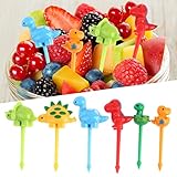 6 Pcs Animal Food Picks for Kids, Fun Bento Picks, Cute Dinosaur Cartoon Animal Fruit Food Toothpick