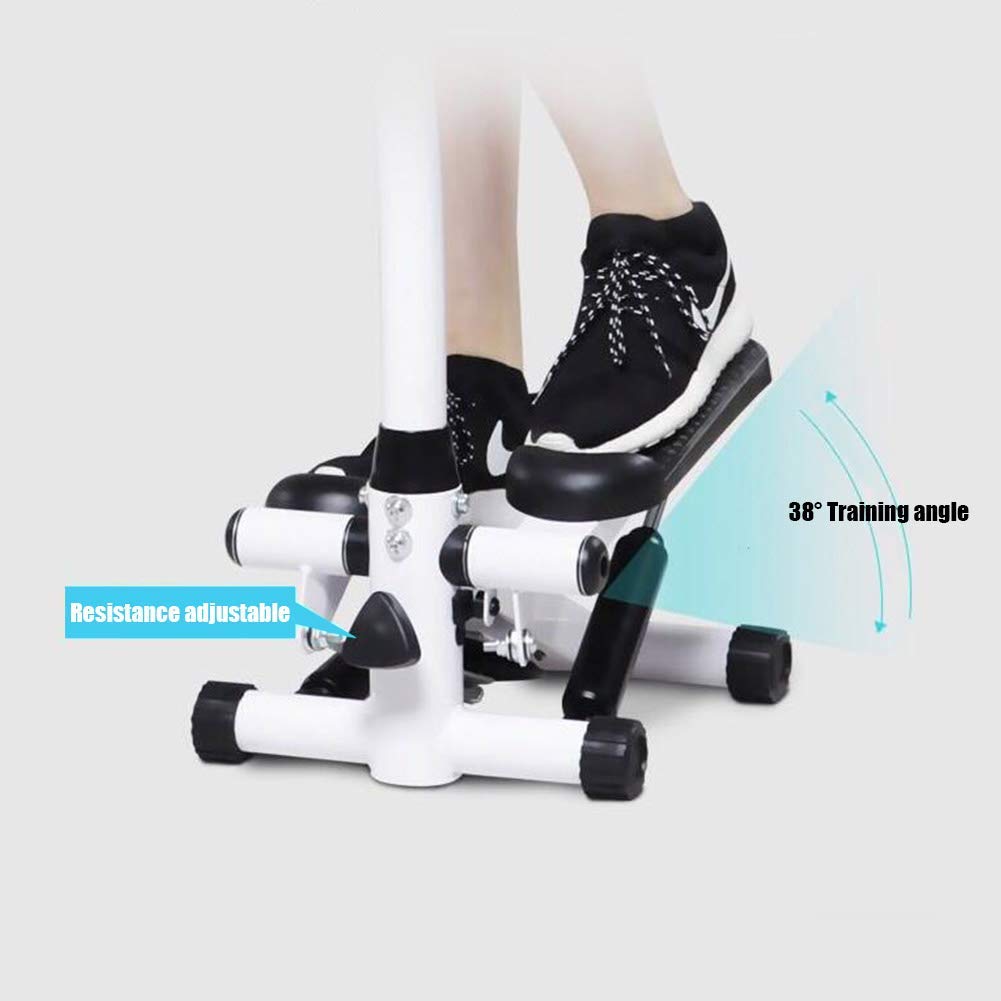 Stepper Fitness 4 in 1 per Allenamento Indoor, Mini Esercizio Cardio per Gambe con Fasce di Resistenza E Corrimano