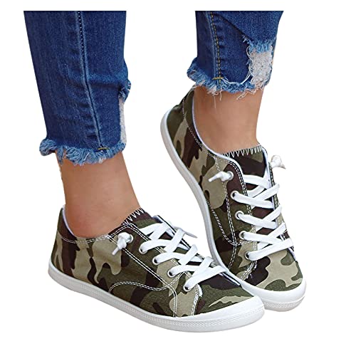Women’s Fashion Canvas Shoes Slip-On Low Top Lace Up Sneakers Classic Casual Walking Flats #TOP5