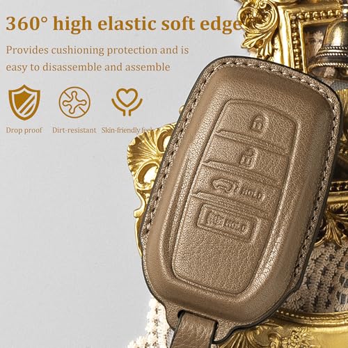 Image of for Toyota Key Fob Cover Leather car Key case fits 2027 2026 2025 2024 Grand Highlander Camry Crown Signia Highlander Venza Land Cruiser Accessories