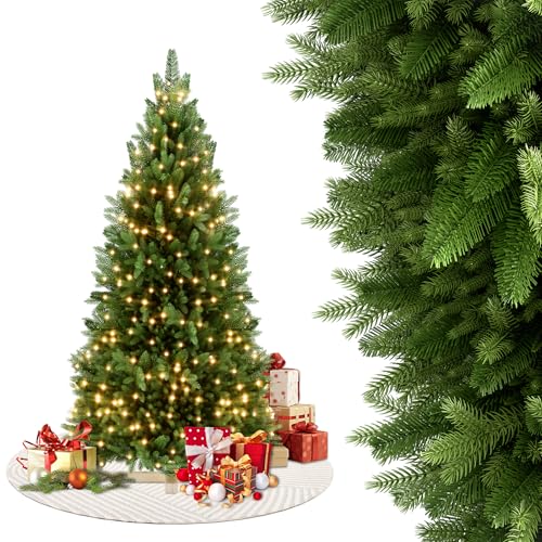 FIVMEN Árbol de Navidad Artificial con Iluminación 150 cm PVC/PE Árbol de Abeto Árbol de Navidad Realista con Base de Madera Árboles de Navidad Christmas Tree Decoración Navideña