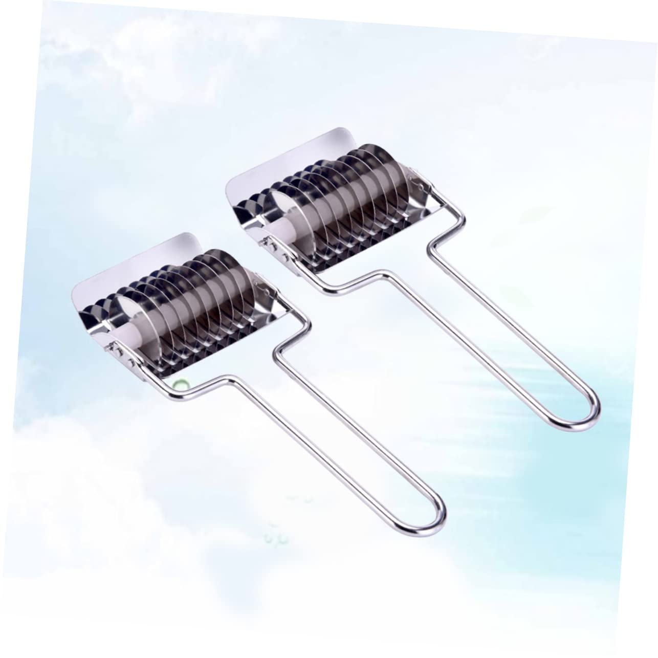 FUNOMOCYA 2pcs Stainless Steel Noodle Maker Manual Dough Cutter Roller Tool for Baking Multi-purpose Noodle Press Machine for Home Diy Kitchen Use