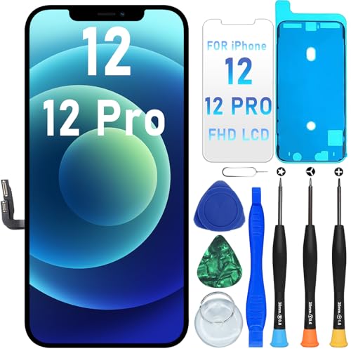 DlGl4U LCD für iPhone 12/12 Pro Display Bildschirm Ersatz 6 1 Full HD 3D Touch Truetone Face ID Bildschirm für iPhone 12/12 Pro Display Digitizer Reparaturkits