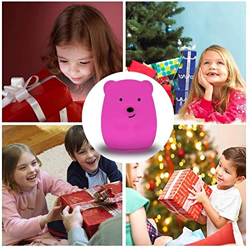 Image of Animal-Shaped Night Light, Rechargeable LED Soft Silicone (BPA Free) Bedside Lamp for Children /Adults, Adjustable Brightness and 9 Colors by Touch Control & Remote Control (Big Bear)