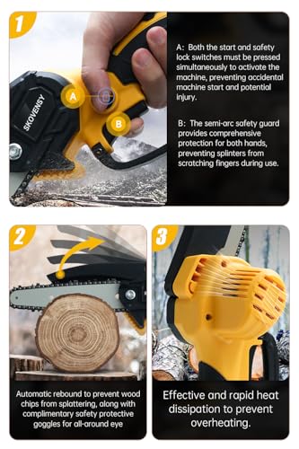 Skovensy DJ12ZP-5 Mini Chainsaw, 6 Inch Cordless Mini Chainsaw thumb #4