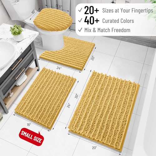 Image of Arotive Luxury Large Bathroom Rugs 40x32, Extra Soft Thick Absorbent Shaggy Chenille Bath Rugs, Machine Wash Dry, Bath Mats for Bathroom Floor, Tub and Shower, Home Decor Accessories, Yellow