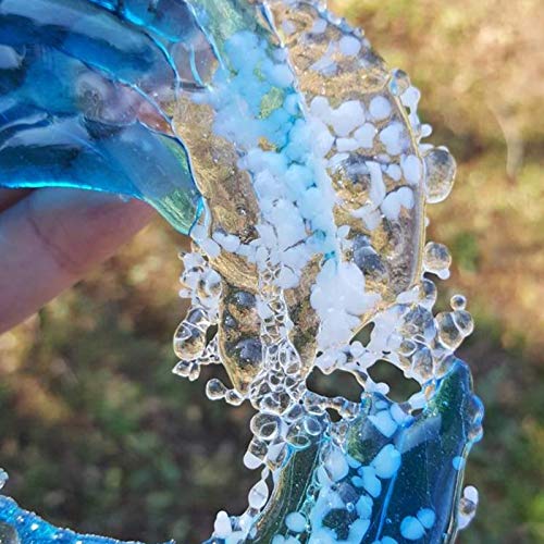 Fewear 5/8inch Fused Glass Crashing Ocean Wave Art, Fused Glass Ocean Suncatcher Ornament Glass Wave Sun Catcher, 2 Size (5inch)