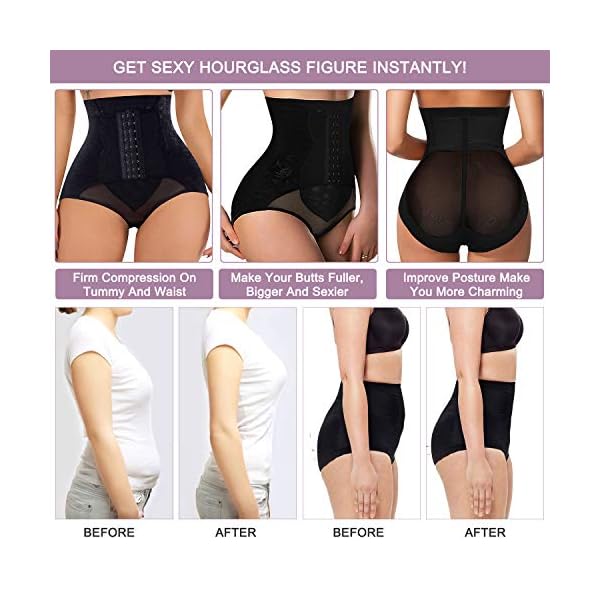 YERKOAD Tummy Control Panties for Women Shapewear Butt Lifter Short High Waist Trainer Corset Slimming Body Shaper Underwear(Large, Black)