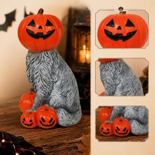 Statue de chat d'Halloween en résine haut de gamme à texture raffinée - 8