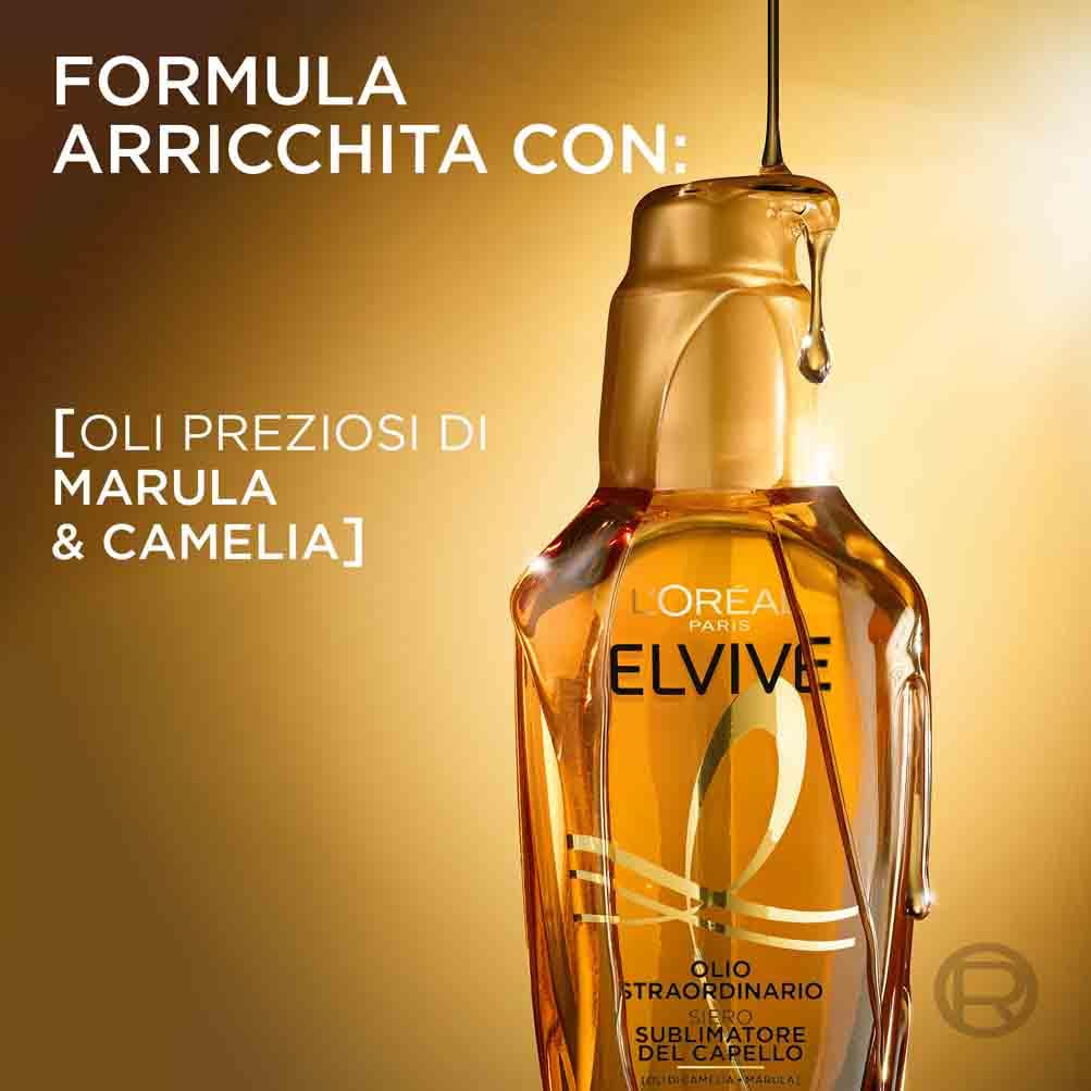 L'Oréal Elvive Trattamento, Per Capelli Normali o Secchi, Protegge da Aggressioni e Nutre la Fibra, Per Capelli Morbidi e Leggeri, Con Oli Preziosi di Marula e Camelia, Olio Straordinario, 100 ml