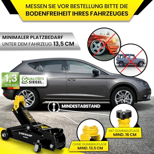 DUNLOP Wagenheber hydraulisch PRO Edition - Reifen wechseln in Bestzeit - 2t hydraulischer...