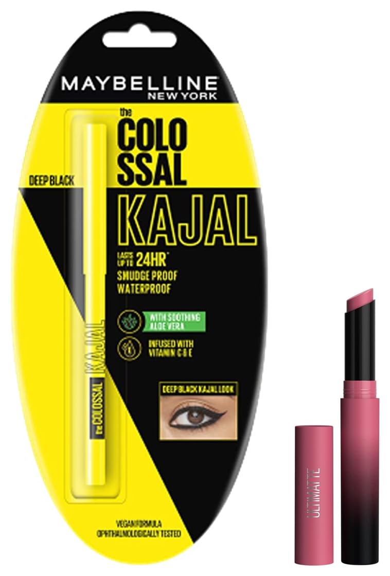 Maybelline New York Lipstick, Color Sensational Ultimattes, 599 More Mauve, 1.7 g & Maybelline New York Colossal Kajal, Intense Colour, Waterproof, Long lasting 24Hrs Stay, Black, 0.35g-picture-10