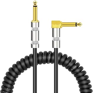 Baugger Curly Instrumento Musical Cabo de Cabo de Guitarra de Áudio de 1/4 Polegadas Em Linha Reta para Ângulo Direito banhado a Ouro TS plugs jaqueta PU para Guitarra Elétrica Bass Mixer