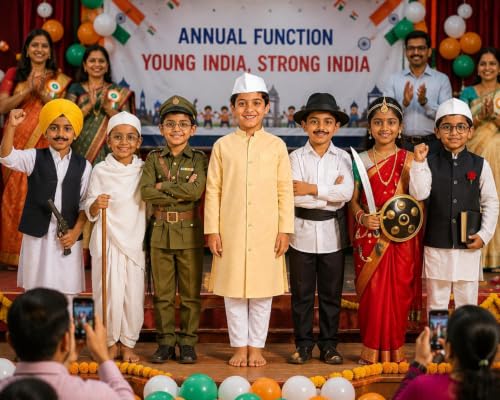 Image of Raj Costume Freedom Fighter Costume for Kids | Independence Day Fancy Dress | Patriotic School Function Dress | Boys & Girls