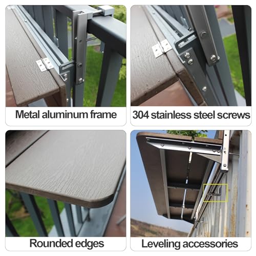 Mesa de balcón plegable de aluminio contra terrazas estrechas 6