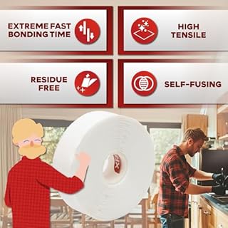 XFasten Self Fusing Silicone Tape Waterproof White– 1" x 36 Feet, Self Amalgamating Tape, Silicone Rubber for Plumbing, Sealing Pipes, Hose Repair, Outdoor Coax and Electrical Cables – Weatherproof