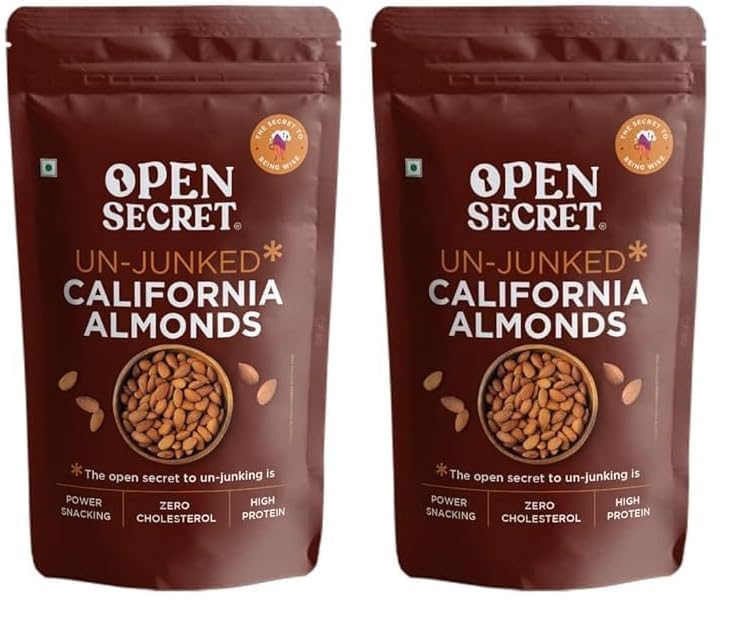 Image of Open Secret Almonds | 450g | Dry Fruits, Badam, Premium California, Organic, Badam Giri, Rich in Fiber, Boost Immunity, Healthy Nutritious Delights & Gluten Free (Pack of 2)