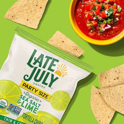 Image of Late July Sea Salt & Lime Organic Tortilla Chips, 14.75 Oz Bag (Pack of 2)