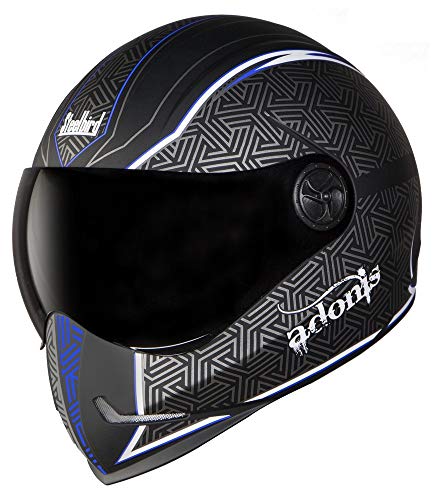Steelbird Glass Helmet Adonis Rustic/Sbh-1, Matt Black/Blue 600Mm S.V