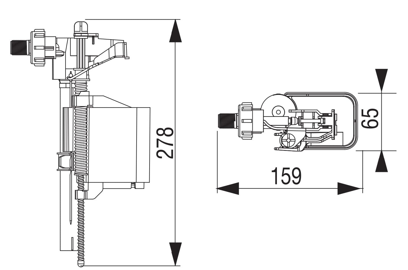 LIV Vanne de remplissage universelle pour réservoir de chasse d'eau Isosan, Verosan et Schwab (vanne flottante, flotteur)