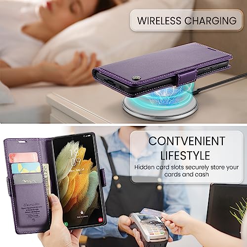 Rerzoiro Case for Samsung Galaxy S21 Ultra Wallet Case, RFID Blocking PU Leather Flip Folio Cover Card Holder Kickstand Shockproof Phone Case Compatible with Samsung Galaxy S21 Ultra, Purple by Rerzoiro - Used condition - Image 4