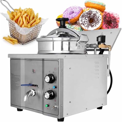 Freidora a Presión Eléctrica 16L 3000W para Encimera, Freidora de Aire a Presión Comercial en Acero Inoxidable, Máquina para Freír Pollo/Pescado con Cesta para Restaurantes y Snack Bars
