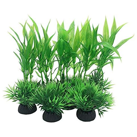 Smoothedo-Pets Aquarium Plants Fish Tank Decorations 4inch/10pcs Set Plastic Artificial Plant Goldfish Waterscape Fish Hides for Small Fish Tank/Bowl (10pcs-B-Set) Cover