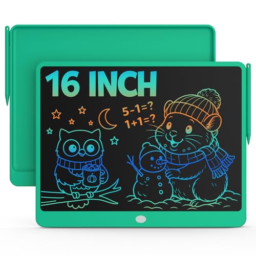 Image of Bravokids 16 Inch LCD Writing Tablet for 3-8 Year Olds - Electronic Drawing Pad and Doodle Board as Educational Birthday Gifts for Girls and Boys (Green)