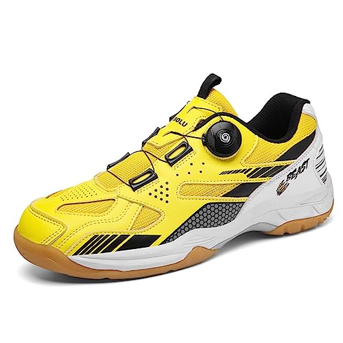 Zapatos de bádminton amarillos NGARY para hombre, calzado deportivo con perilla de ajuste rápido