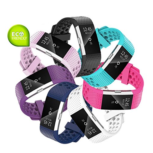 Fit-power - Correa de repuesto para Fitbit Charge 2, accesorio ajustable para pulsera de actividad física Fitbit Charge 2, pequeña y grande, Pack of 7, Large Size