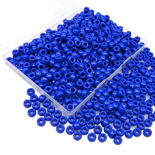 Looconi Blue Pony Beads 500pcs Dark Blue Pony Beads Bulk with Storage Box for Crafts Hair Hanukkah Friendship Holiday Party Decoration Supplies