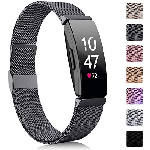 Faliogo Compatible para Fitbit Inspire Correa/Fitbit Inspire 2 Correa/Fitbit Inspire HR Correa, de Metal Acero Inoxidable Correa de Repuesto Compatible con Fitbit Ace 2, Pequeño, Gris Oscuro